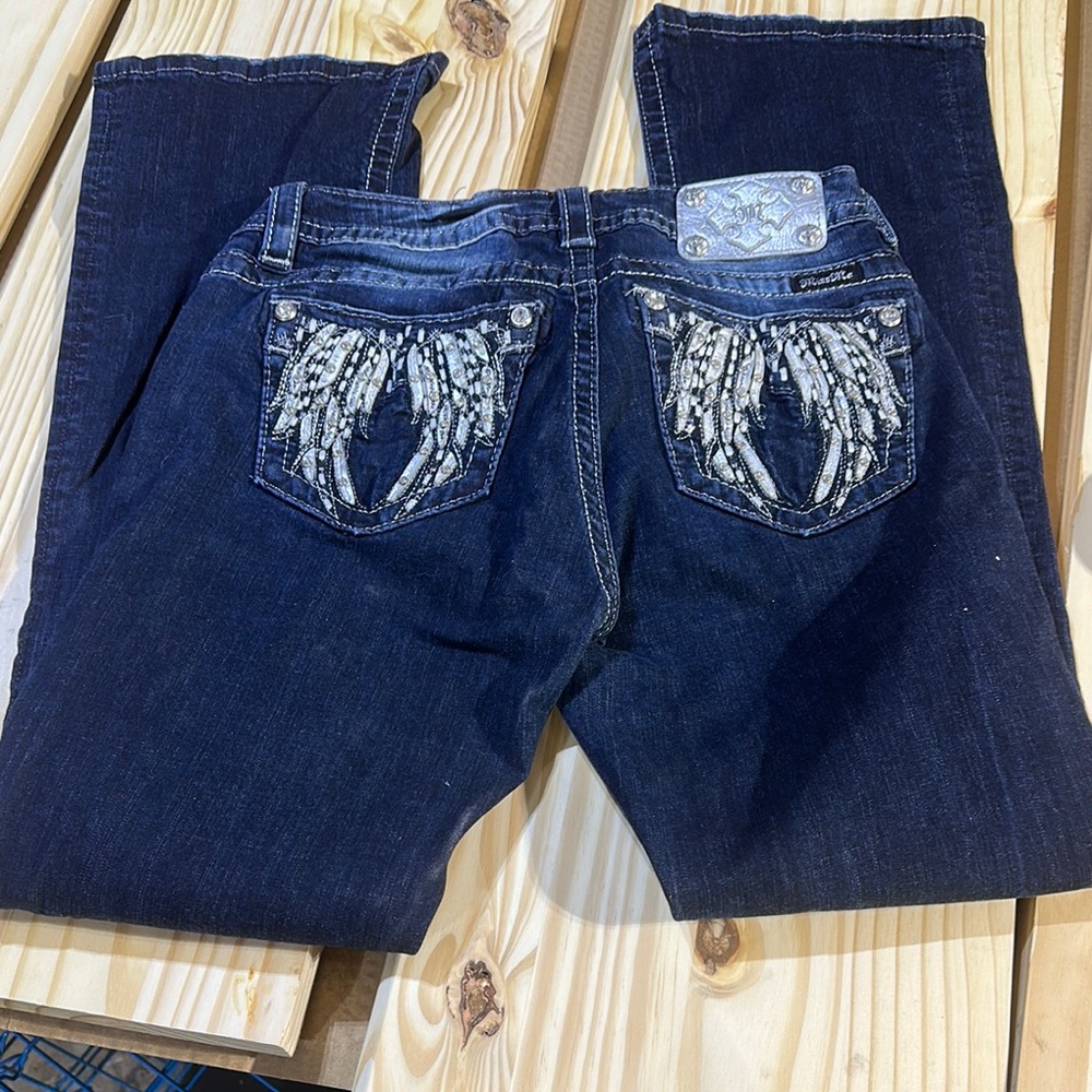 Women's Blue Jeans with Embellished Pockets